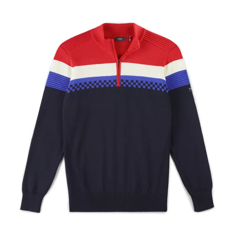 Henjl Kramden Mens Merino Wool Sweater - Navy Blue